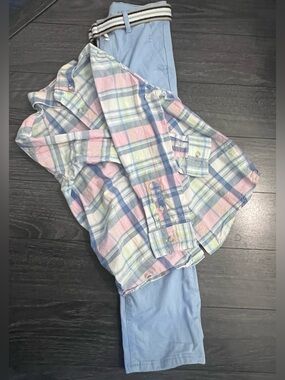 Gymboree Pastel Plaid Button-Down Shirt in Light Blue, Pink & White